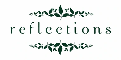 A green leaf border with the word reflection in it.